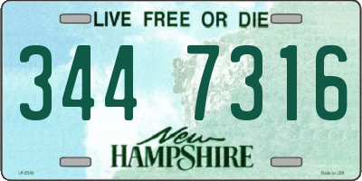 NH license plate 3447316