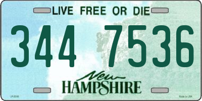 NH license plate 3447536