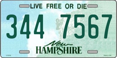 NH license plate 3447567