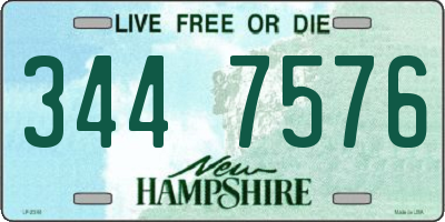 NH license plate 3447576