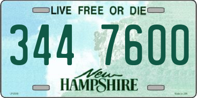 NH license plate 3447600