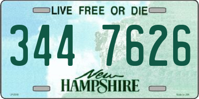 NH license plate 3447626
