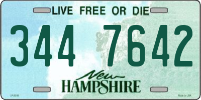NH license plate 3447642