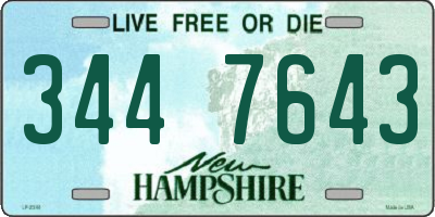 NH license plate 3447643