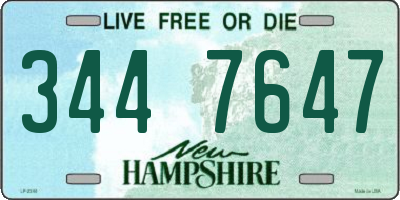 NH license plate 3447647