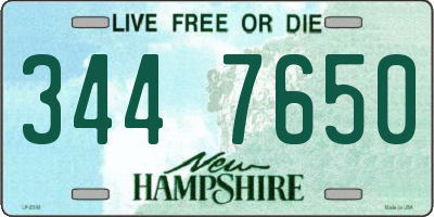 NH license plate 3447650