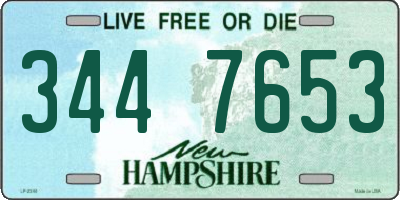 NH license plate 3447653