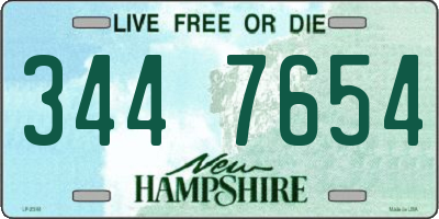 NH license plate 3447654