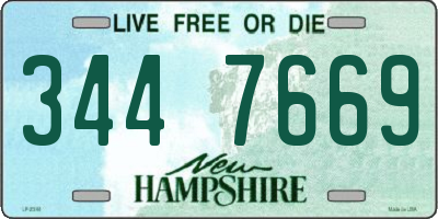 NH license plate 3447669
