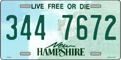 NH license plate 3447672