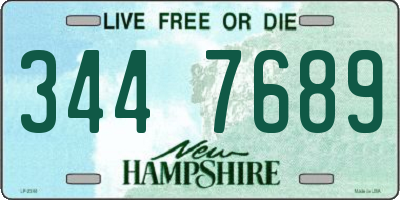 NH license plate 3447689