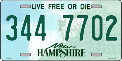 NH license plate 3447702