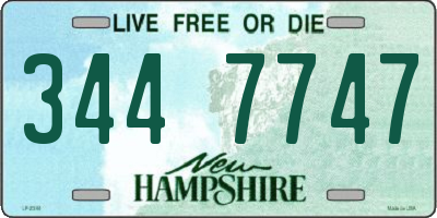 NH license plate 3447747