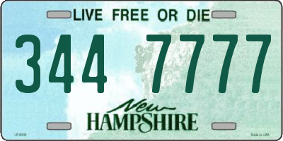 NH license plate 3447777