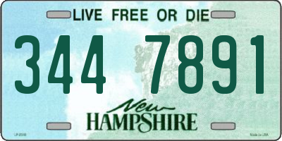 NH license plate 3447891