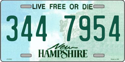 NH license plate 3447954