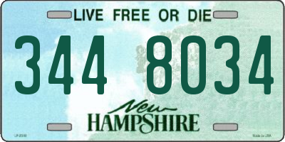 NH license plate 3448034