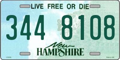 NH license plate 3448108
