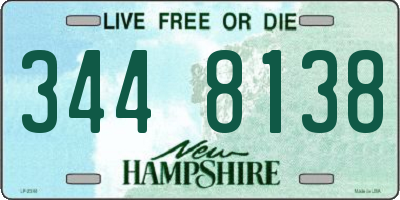 NH license plate 3448138