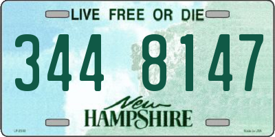 NH license plate 3448147