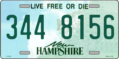 NH license plate 3448156