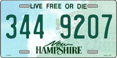 NH license plate 3449207