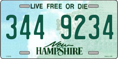 NH license plate 3449234