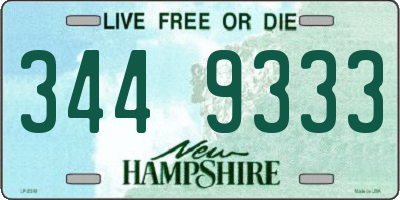 NH license plate 3449333