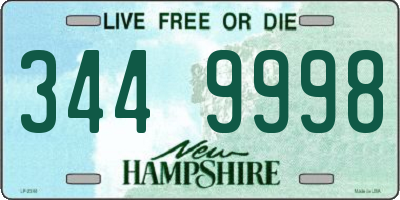 NH license plate 3449998