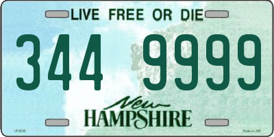NH license plate 3449999
