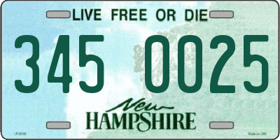 NH license plate 3450025