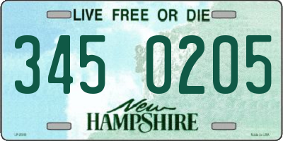 NH license plate 3450205