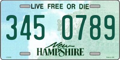 NH license plate 3450789