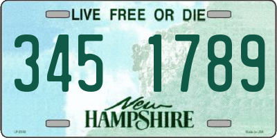 NH license plate 3451789