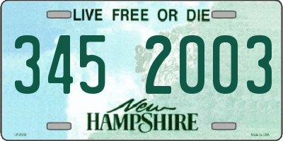 NH license plate 3452003