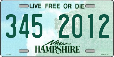 NH license plate 3452012
