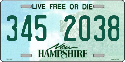 NH license plate 3452038