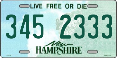 NH license plate 3452333