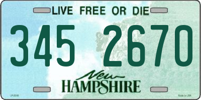 NH license plate 3452670