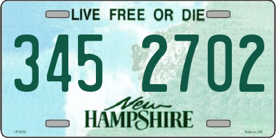 NH license plate 3452702