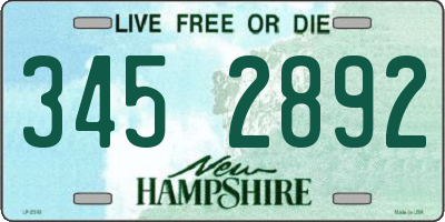 NH license plate 3452892