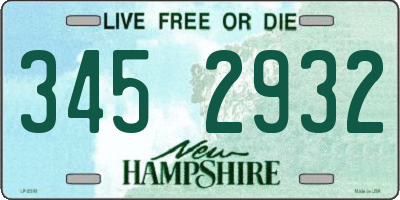 NH license plate 3452932