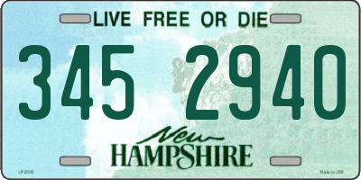 NH license plate 3452940
