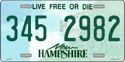 NH license plate 3452982