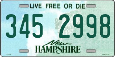 NH license plate 3452998