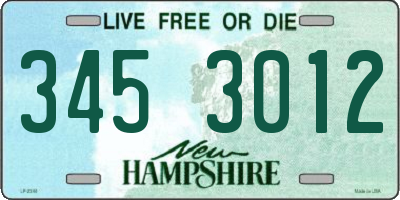 NH license plate 3453012