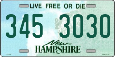 NH license plate 3453030