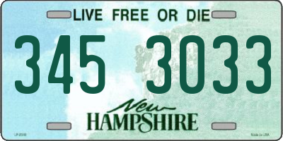 NH license plate 3453033