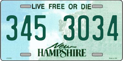 NH license plate 3453034