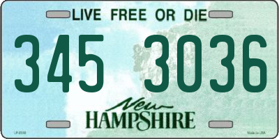 NH license plate 3453036